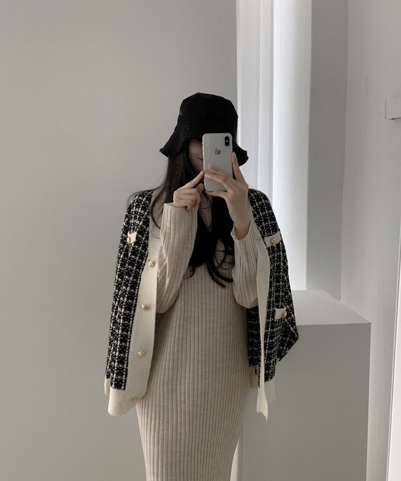 ツイードチェックカーディガン