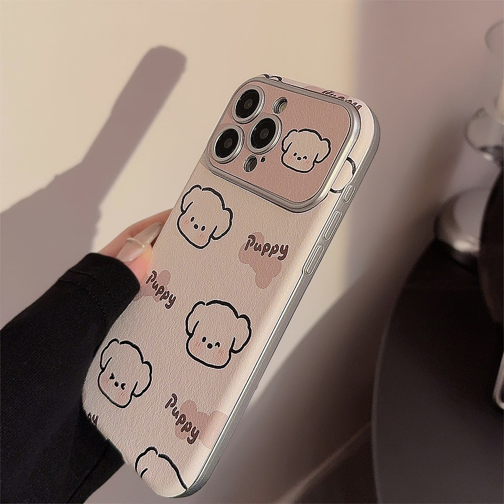 レザータッチ×子犬｜高級感とかわいさのiPhoneケース