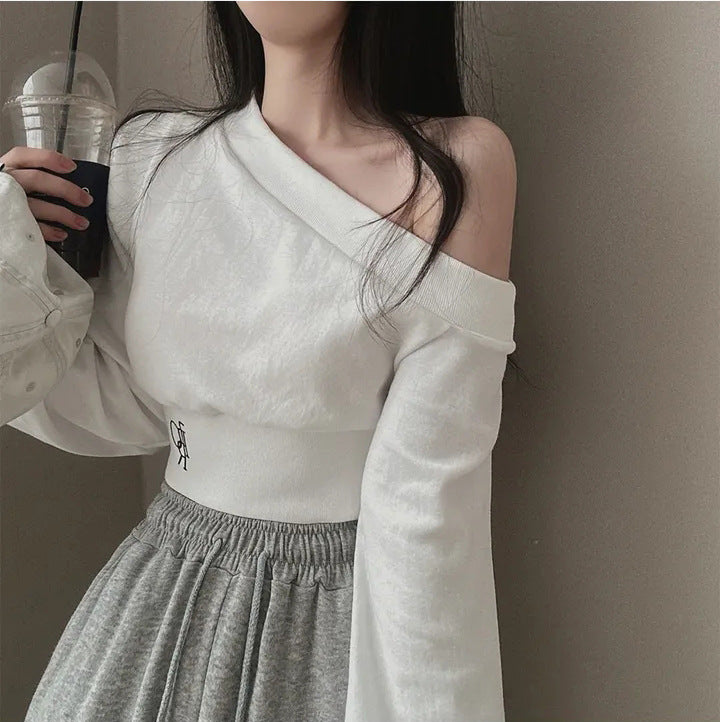 ワンショルダークロップスウェット