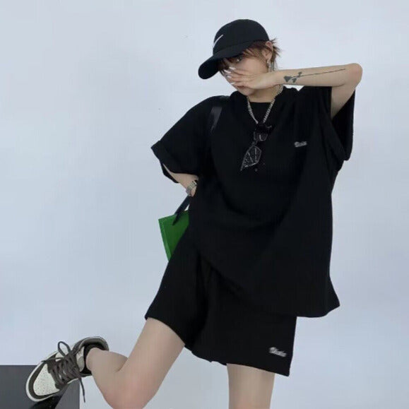 韓国ストリート｜ワッフル生地セットアップ