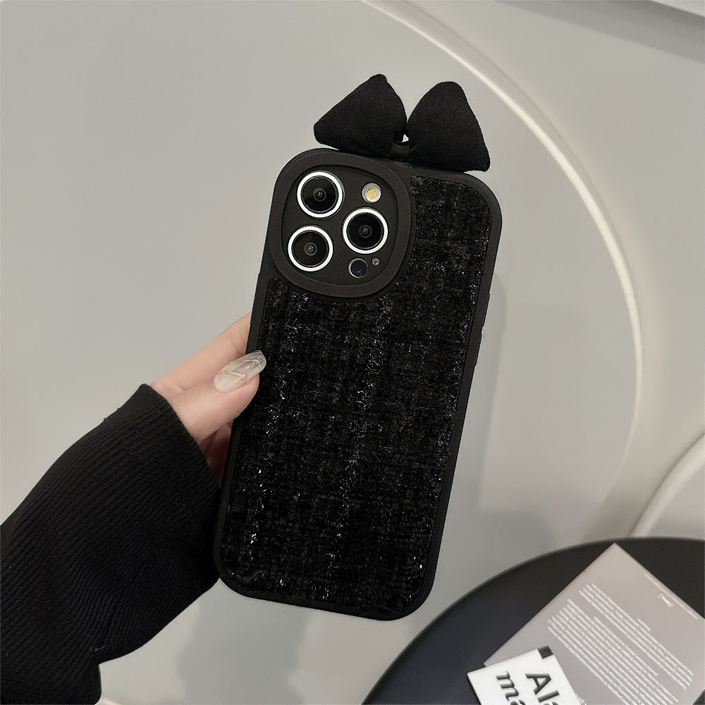 立体リボンチャーム｜ツイード調iPhoneケース