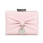 リボンチャーム｜ダブルハート留め具付き三つ折り財布