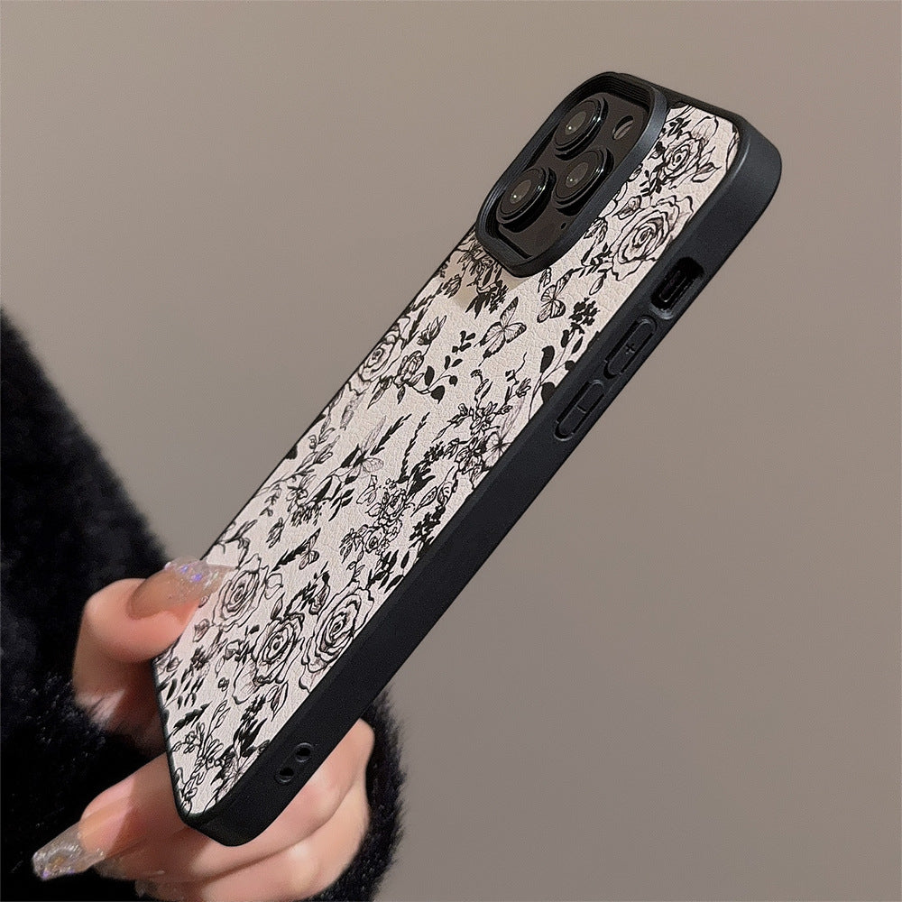 線画フラワー柄｜大人シックなiPhoneケース