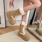 ボアレースアップ厚底ムートンブーツ