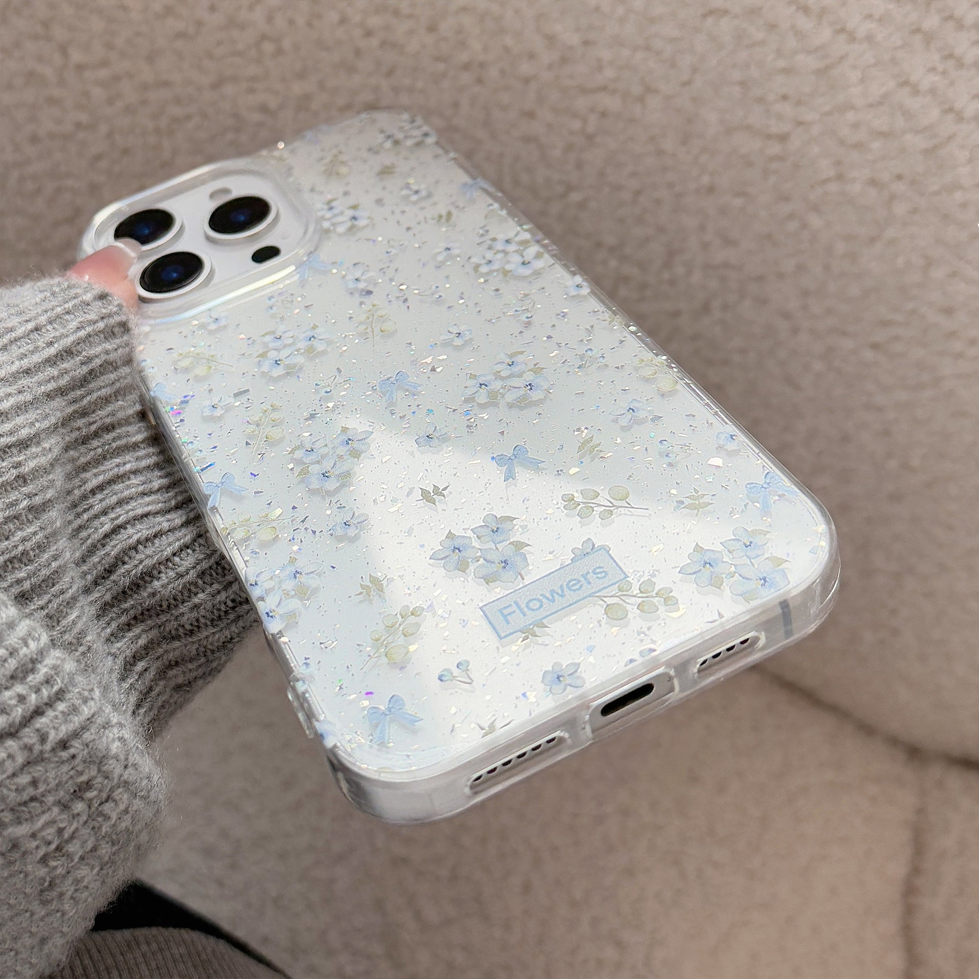 ブルーフラワー｜クリアiPhoneケース