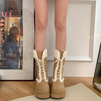 ボアレースアップ厚底ムートンブーツ