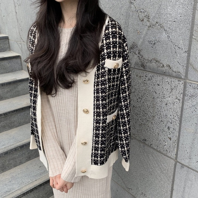 ツイードチェックカーディガン