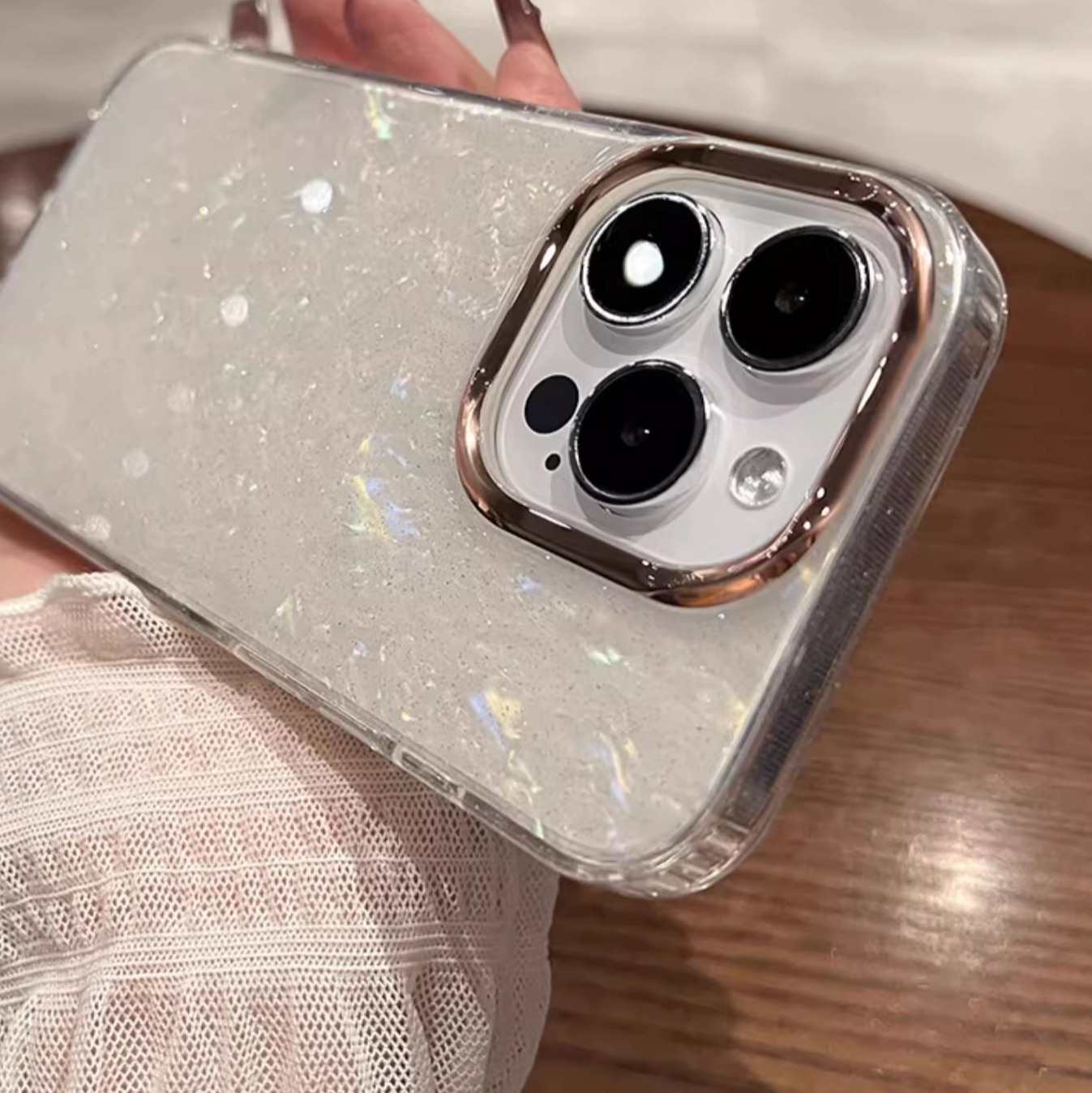 グリッターシェルフレームiPhoneケース