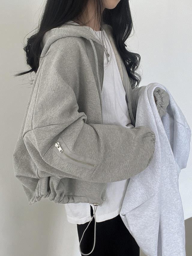 ジップスリーブショートパーカー