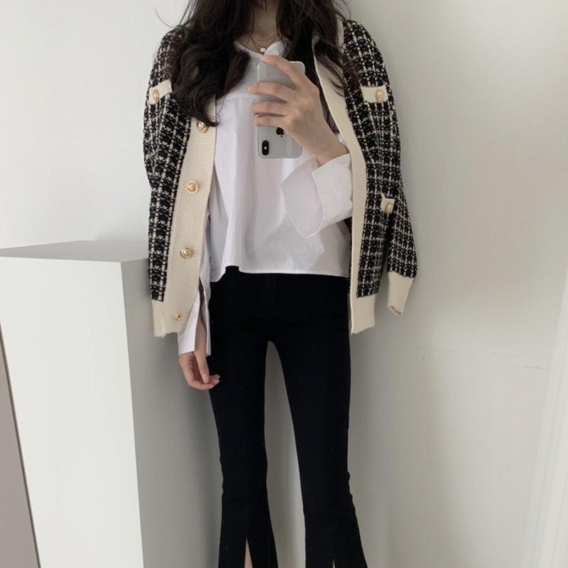 ツイードチェックカーディガン