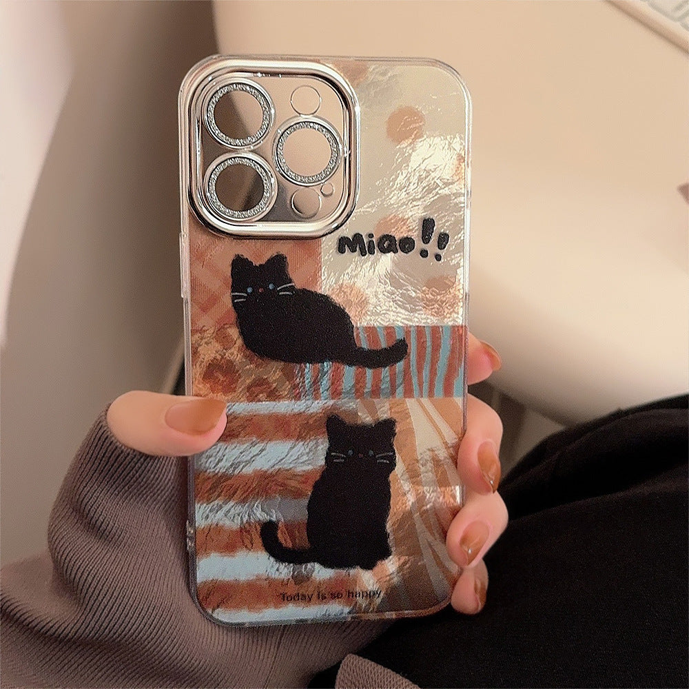 黒ねこイラストがゆるかわ｜アートデザイン iPhoneケース