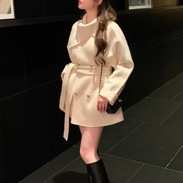 ゴールドボタンウールショートコート