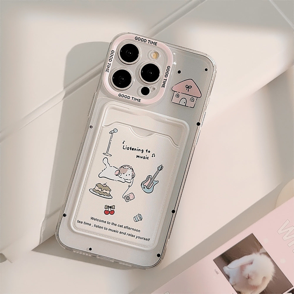 のんびりゆるねこ｜カードポケット付きクリアiPhoneケース