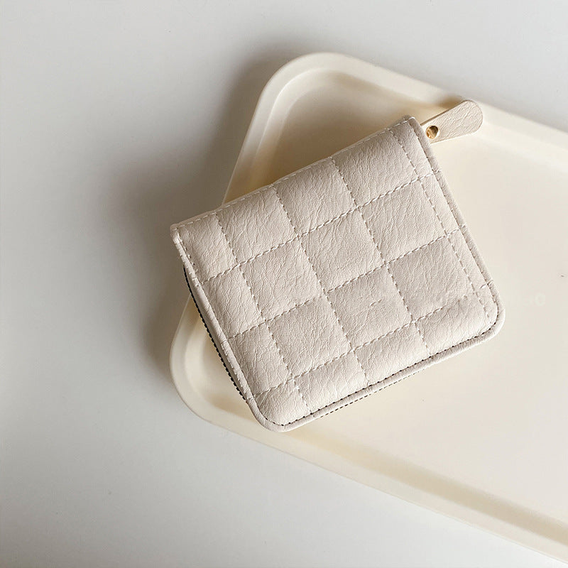 スクエアステッチ｜ジップ付き二つ折り財布