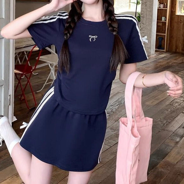 スポーティ×ガーリー｜リボンラインセットアップ