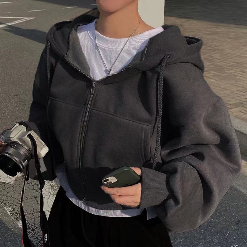 クロップドジップパーカー｜ボリュームスリーブ