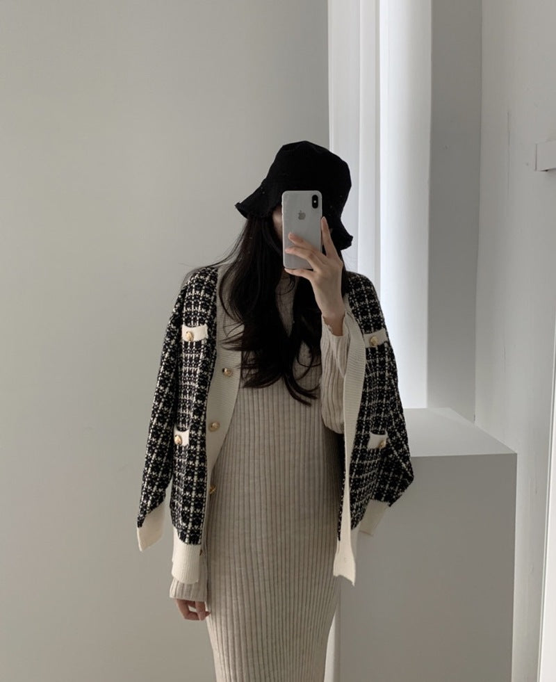 ツイードチェックカーディガン