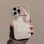 くすみピンクマーブル｜レザー調iPhoneケース