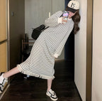 ラフかわボーダー｜フリンジ付きロングワンピース