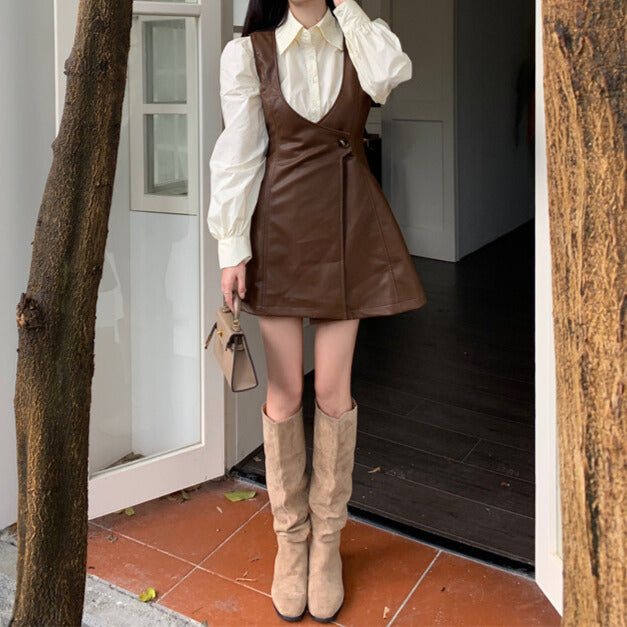 レイヤード風セット｜シャツ＆スカートワンピース