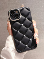 ビジューデザインキルティングiPhoneケース