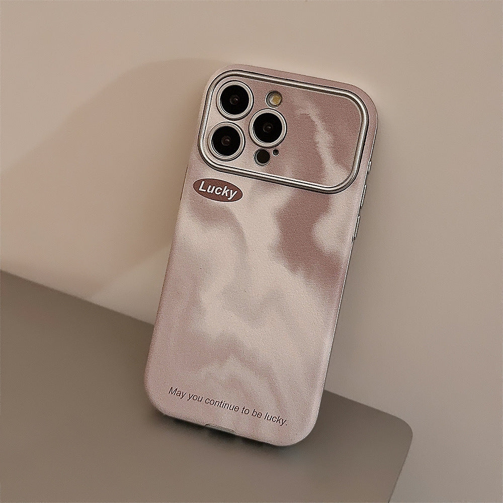 くすみピンクマーブル｜レザー調iPhoneケース