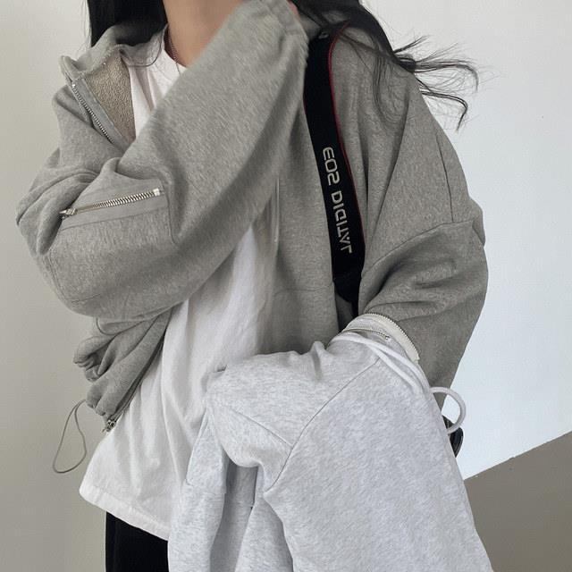 ジップスリーブショートパーカー