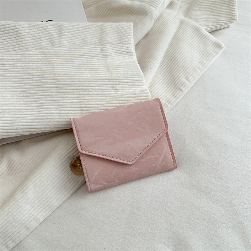 マーブル柄フラップ｜三つ折りミニ財布