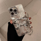 シルバーリボン×パールチャーム｜大人かわいいiPhoneケース