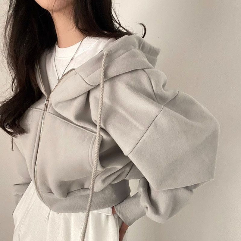 クロップドジップパーカー｜ボリュームスリーブ