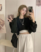 バルーンスリーブ｜クロップド丈スウェットトップス
