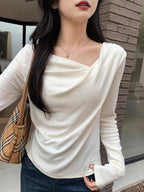 ドレープネックロングスリーブトップス