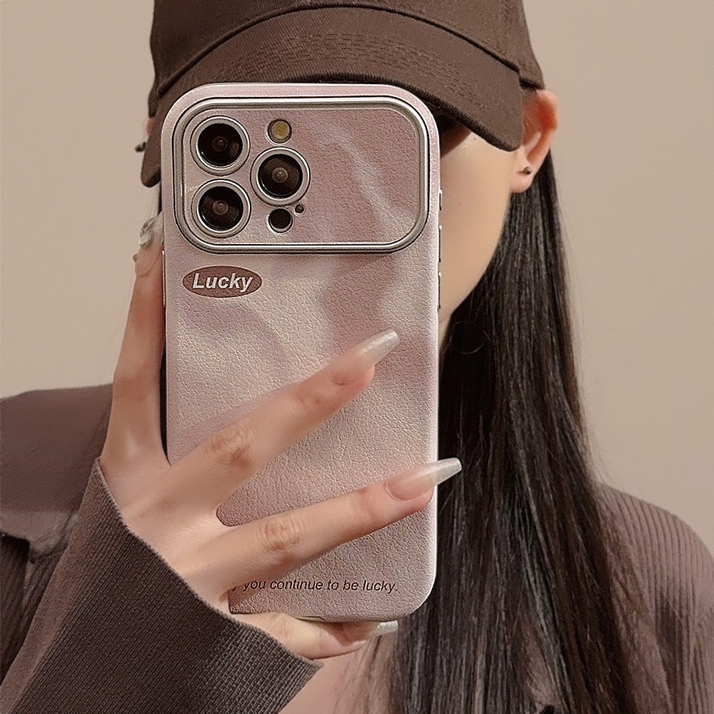 くすみピンクマーブル｜レザー調iPhoneケース