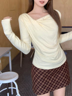 ドレープネックロングスリーブトップス