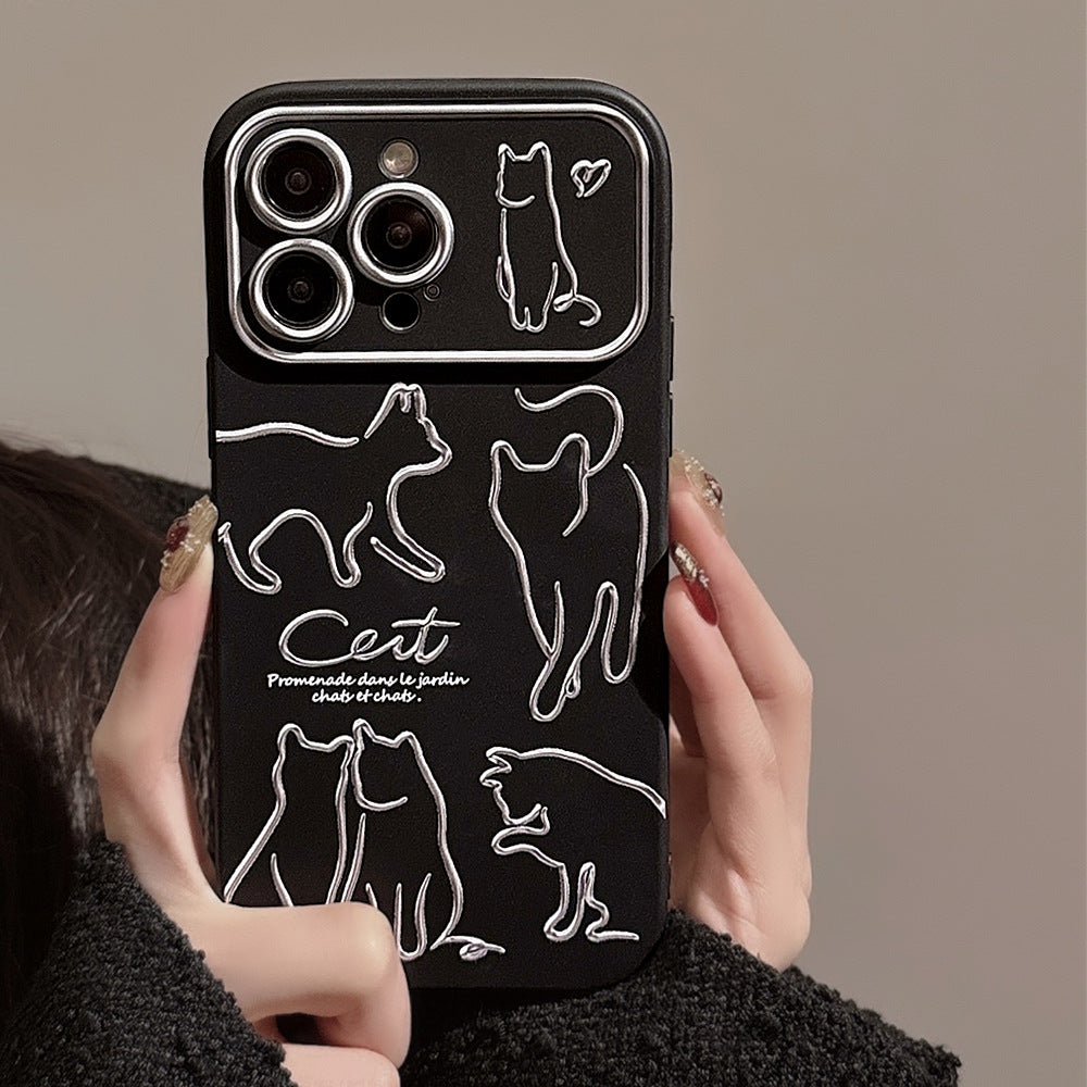 猫シルエット｜モノトーンiPhoneケース