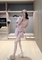 ワッフル生地｜ピンクセットアップ