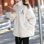 ロゴ刺繍ボアジャケット