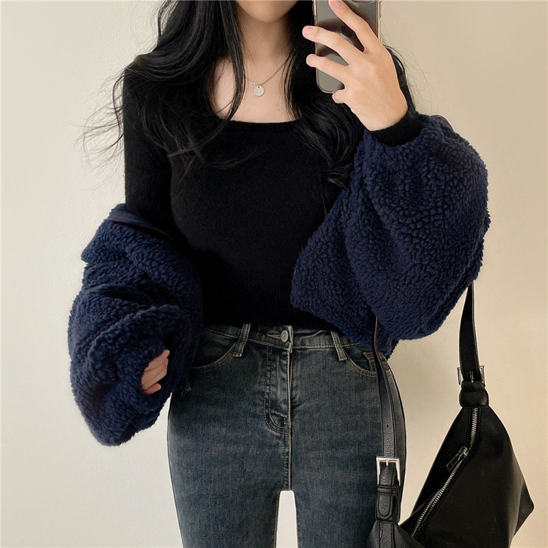 ショートボアジップブルゾン