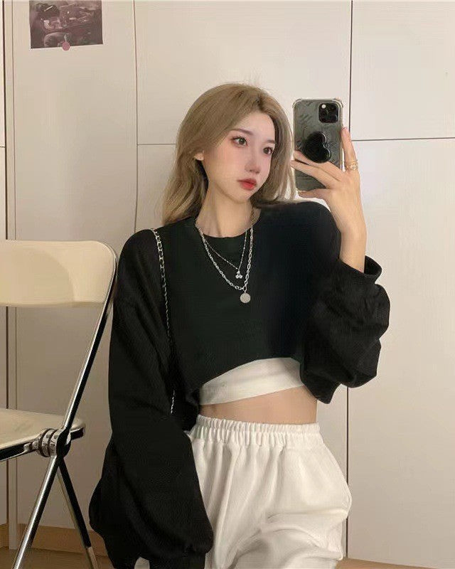 バルーンスリーブ｜クロップド丈スウェットトップス