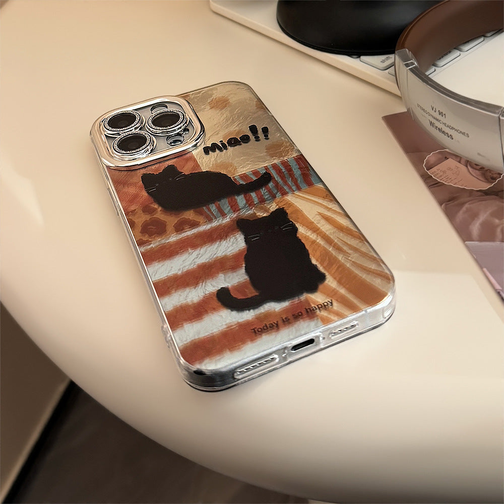 黒ねこイラストがゆるかわ｜アートデザイン iPhoneケース