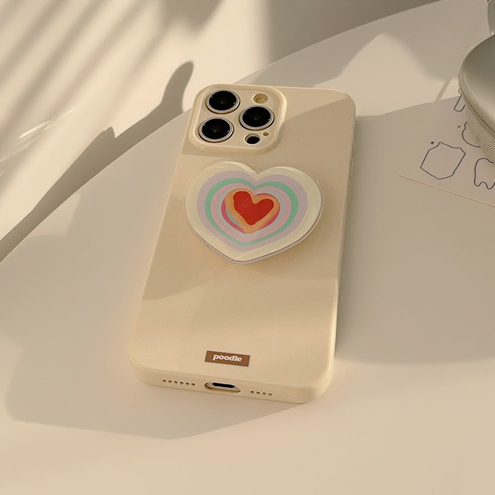 ハートスタンド付き｜クリームカラーiPhoneケース