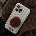 落ち着きストライプ｜ぷっくりグリップ付き iPhoneケース