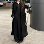 バイカラーカフ＆襟｜リブロングワンピース