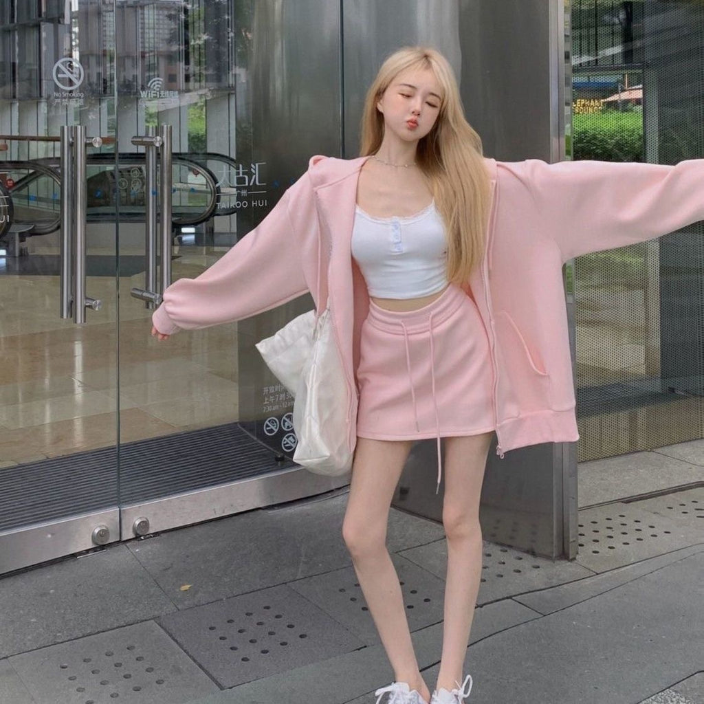 フーディー×ミニスカート セットアップ