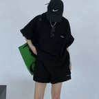 韓国ストリート｜ワッフル生地セットアップ