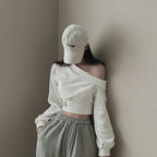 ワンショルダークロップスウェット