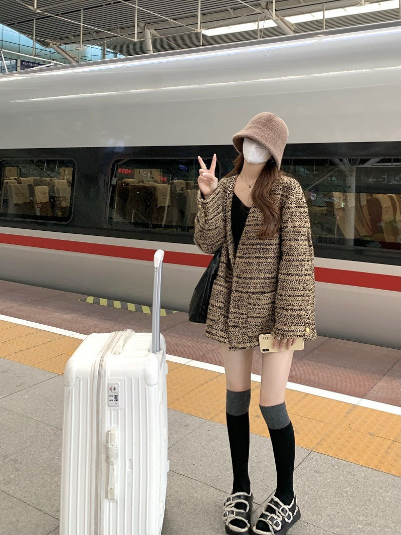 ツイードチェックオーバージャケット