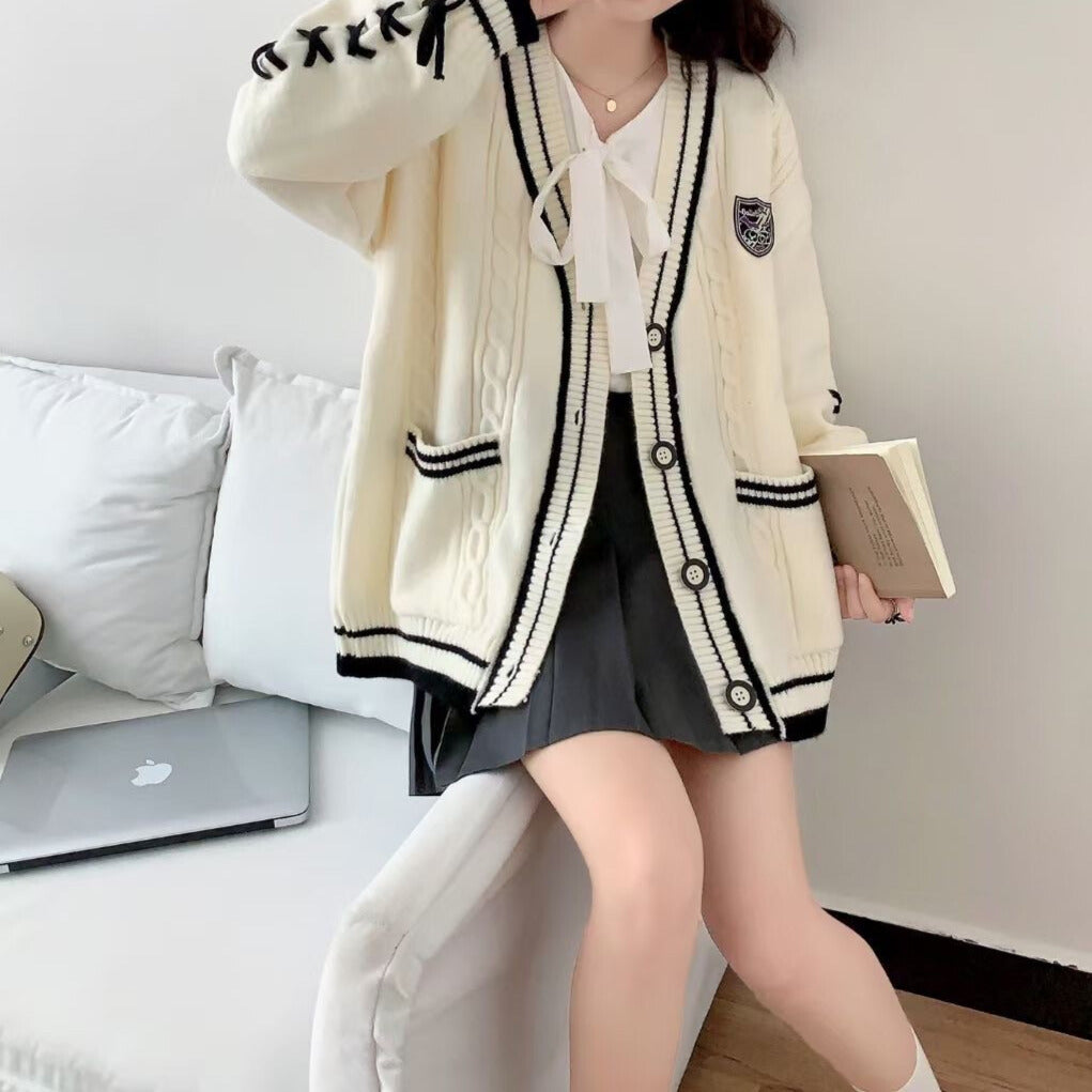 スクールライク｜ケーブル編みカーディガン