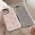 リボン柄プリント｜シルバーフレームiPhoneケース