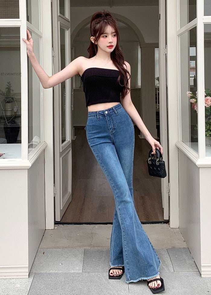 バックリボンフレアデニム